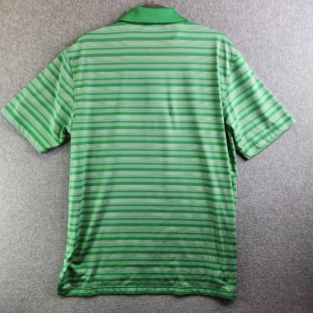 Peter Millar Summer Comfort Polo Shirt Mens Medium Green Striped Stretchy - Picture 14 of 15